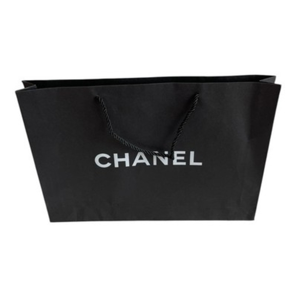 CHANEL Black Paper Shopping Bag Reusable Storage Gift Bag 14.5"x2.5"x10.5" - Picture 2 of 3
